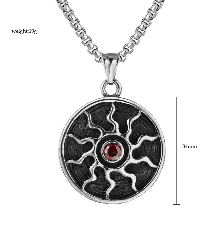 Planderful Everyday Genie Sunstone Pendant Necklace Titanium Steel Unisex Protection Talisman