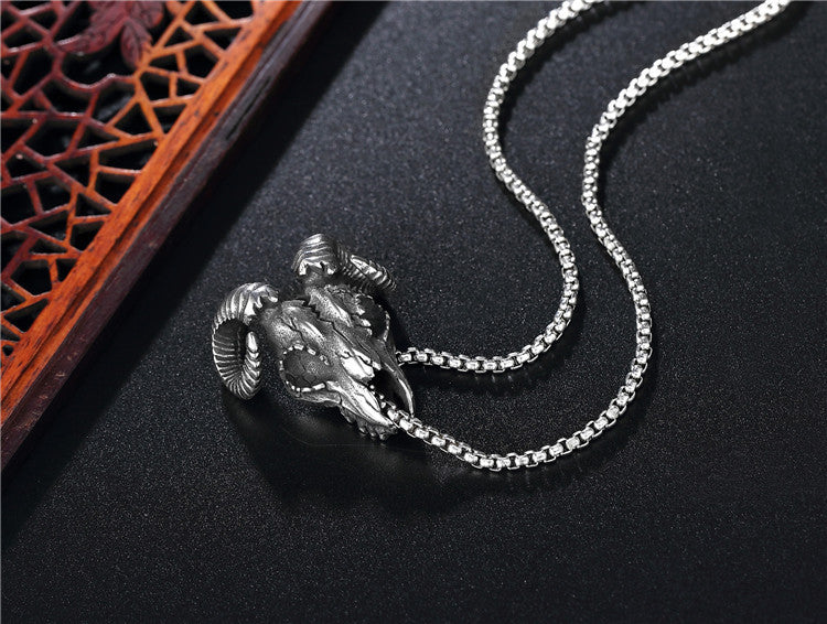 Goat Head Titanium Steel Pendant Necklace