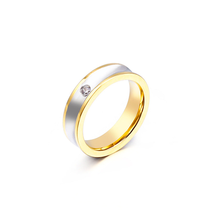 Geometric Titanium Steel Couple Rings with Zircon for Men and Women - Wholesale Stainless Steel Jewelry