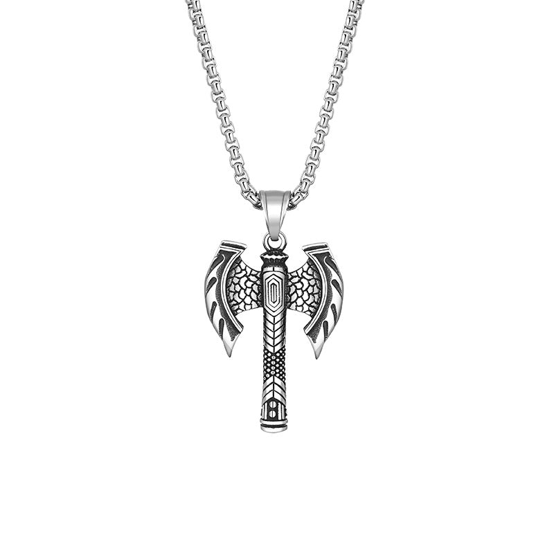 Titanium Steel Necklace – Vintage Axe Pendant For Men