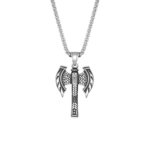 Titanium Steel Necklace – Vintage Axe Pendant For Men
