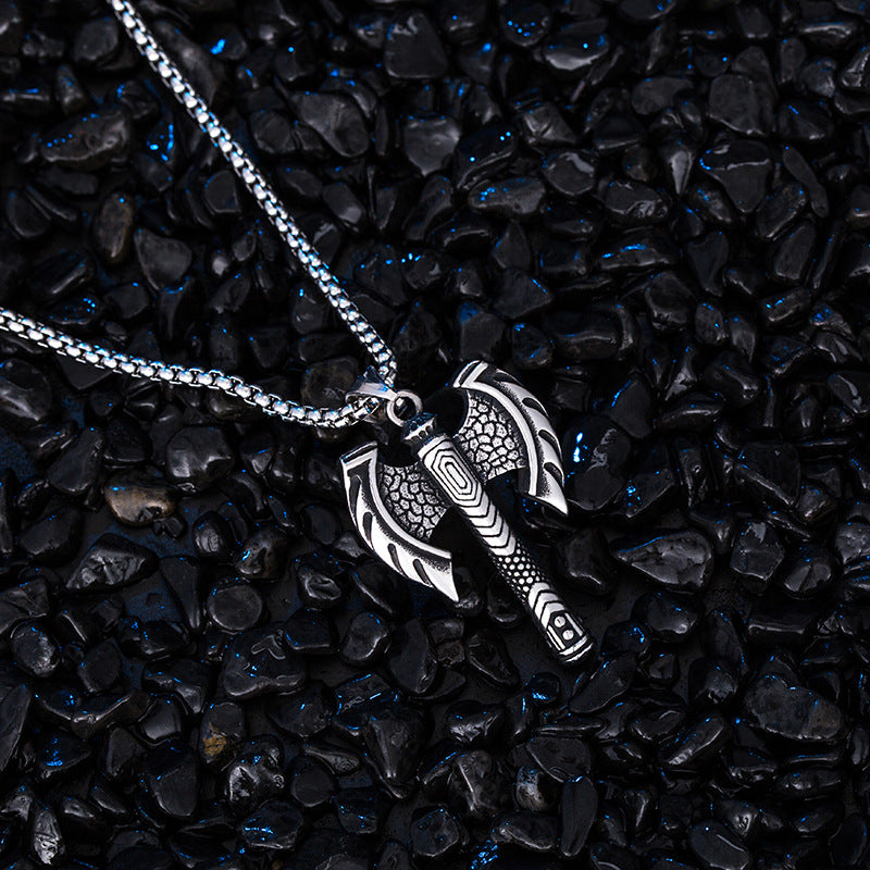 Titanium Steel Necklace – Vintage Axe Pendant For Men