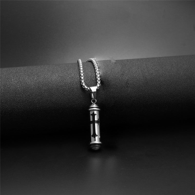 Trendy Titanium Steel Cross Hollow Pendant Necklace for Men - Stylish Stainless Steel Gift