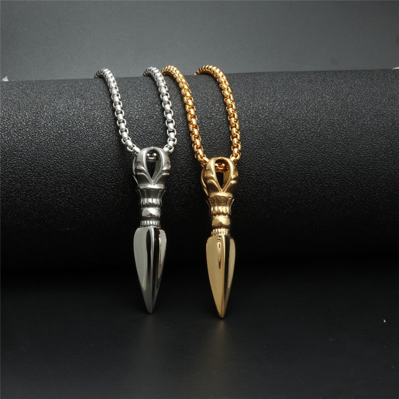 Trendy Men's Titanium Steel Awl Pendant Necklace - Elegant Gift for Modern Fashion