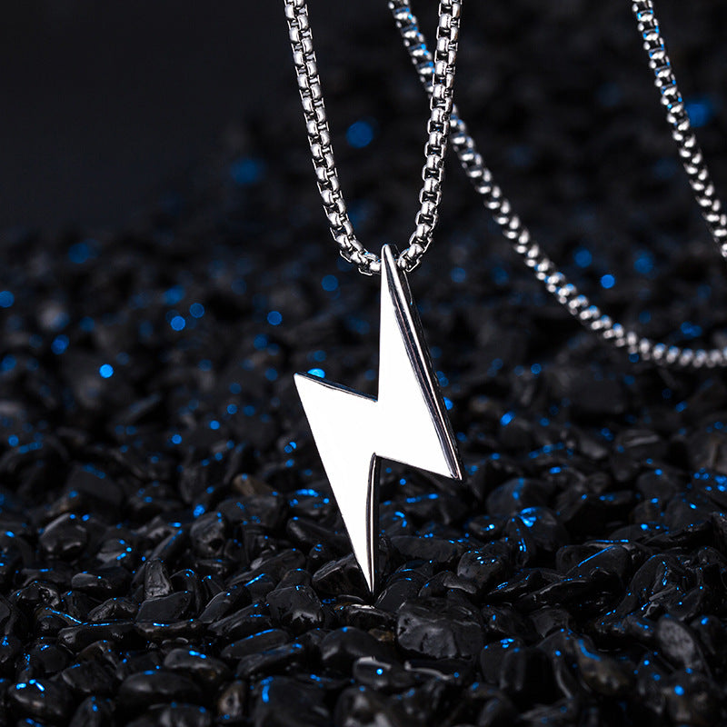 Steel Necklace – Minimalist Lightning Pendant