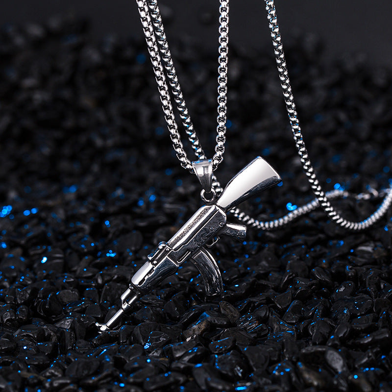 Stainless Steel Necklace - Vintage Rifle Pendant Planderful