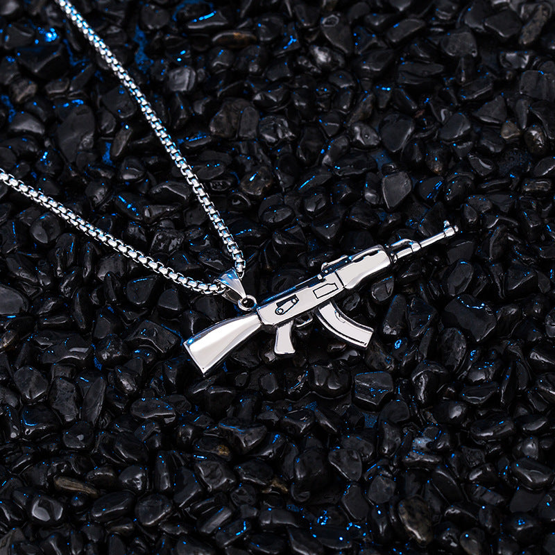 Stainless Steel Necklace - Vintage Rifle Pendant Planderful