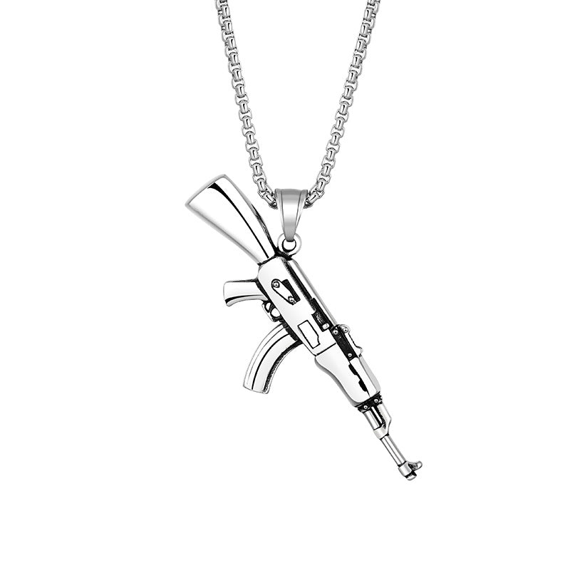 Stainless Steel Necklace - Vintage Rifle Pendant Planderful