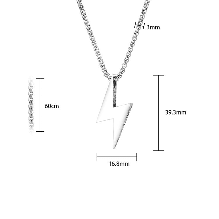 Steel Necklace – Minimalist Lightning Pendant