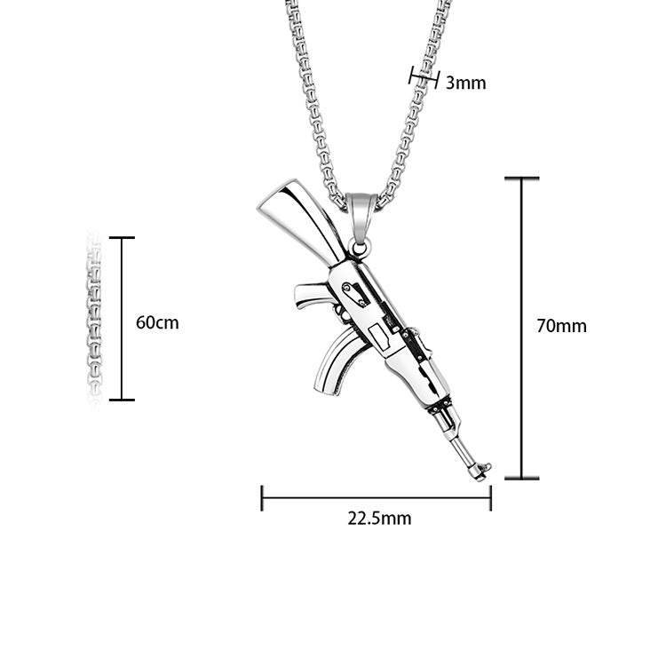 Stainless Steel Necklace - Vintage Rifle Pendant Planderful
