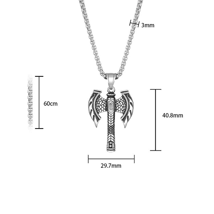 Titanium Steel Necklace – Vintage Axe Pendant For Men