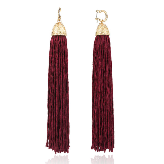 Stylish Linear Tassel Earrings for Women in Retro Long Design