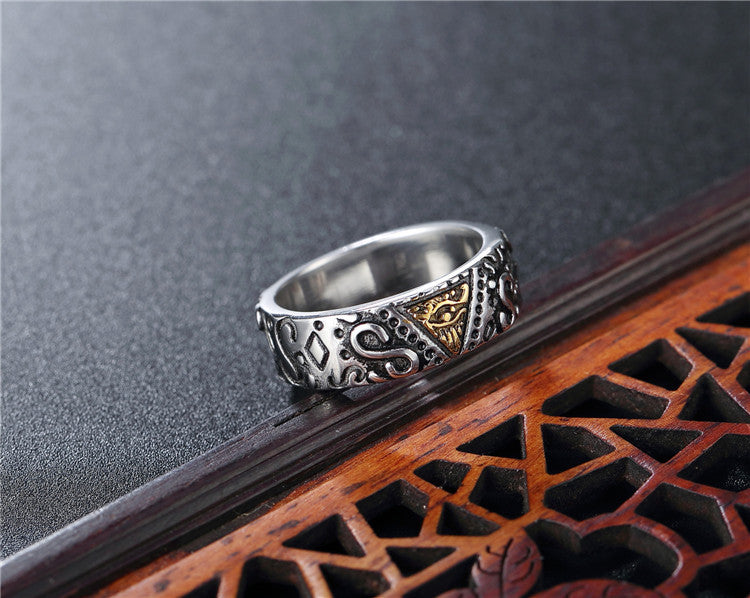 Planderful Omniscient Eye Vintage Ring Unisex Titanium Steel Protection Symbol Jewelry Ideal Gift For All