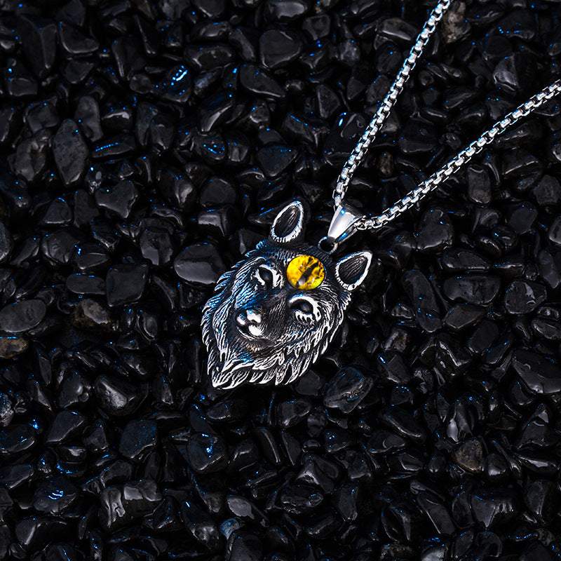 Steel Necklace – Vintage Totem Wolf Tiger Head Pendant Necklace For Everyday Style