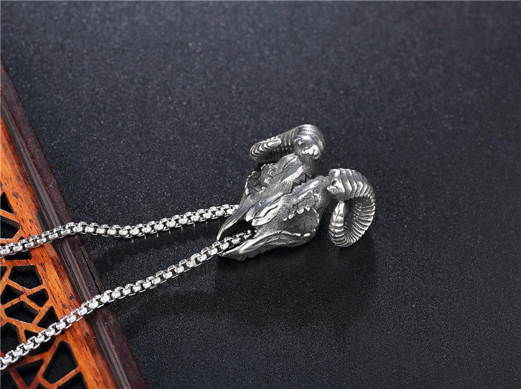 Goat Head Titanium Steel Pendant Necklace