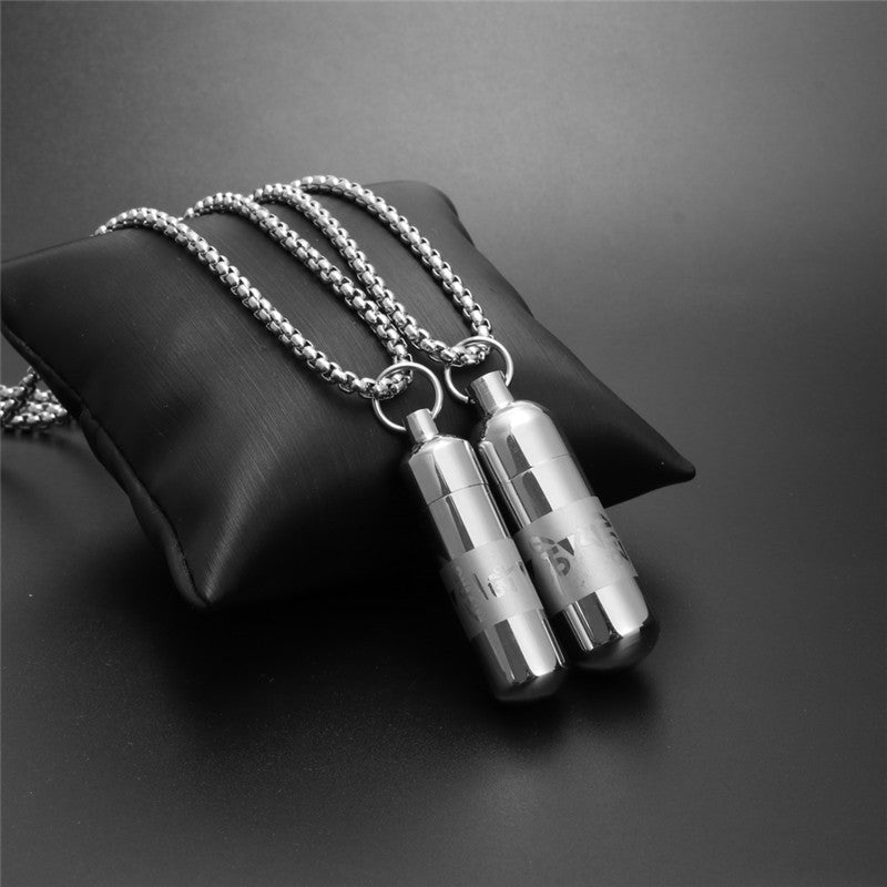 Trendy Openable Titanium Steel Perfume Bottle Pendant Necklace for Men and Women