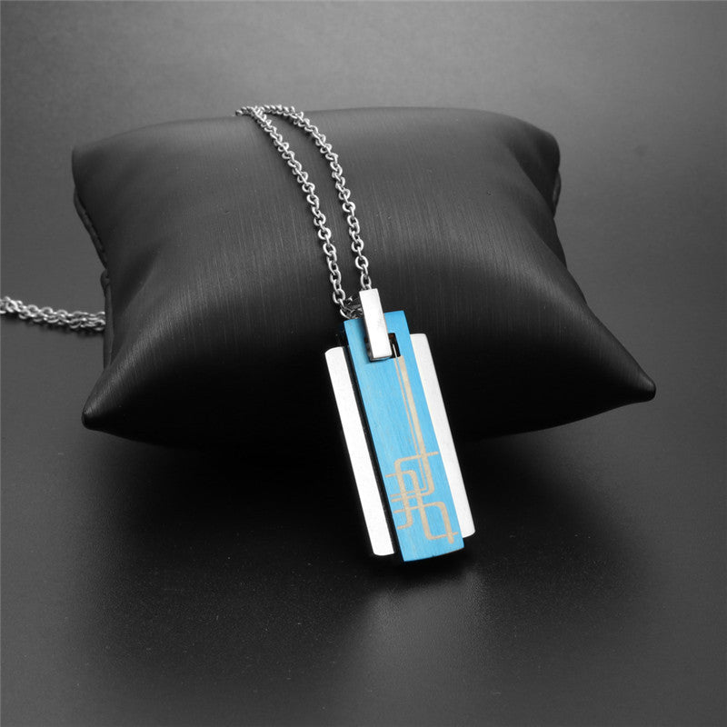 Trendy Multi-Layer Engraved Titanium Steel Pendant Necklace for Men and Women