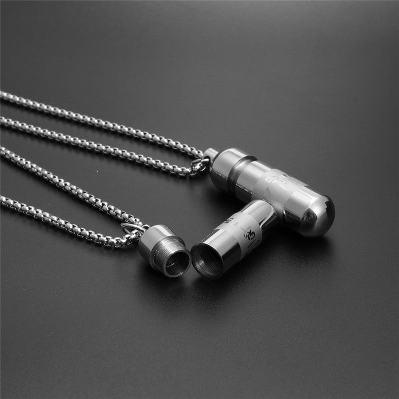 Trendy Openable Titanium Steel Perfume Bottle Pendant Necklace for Men and Women