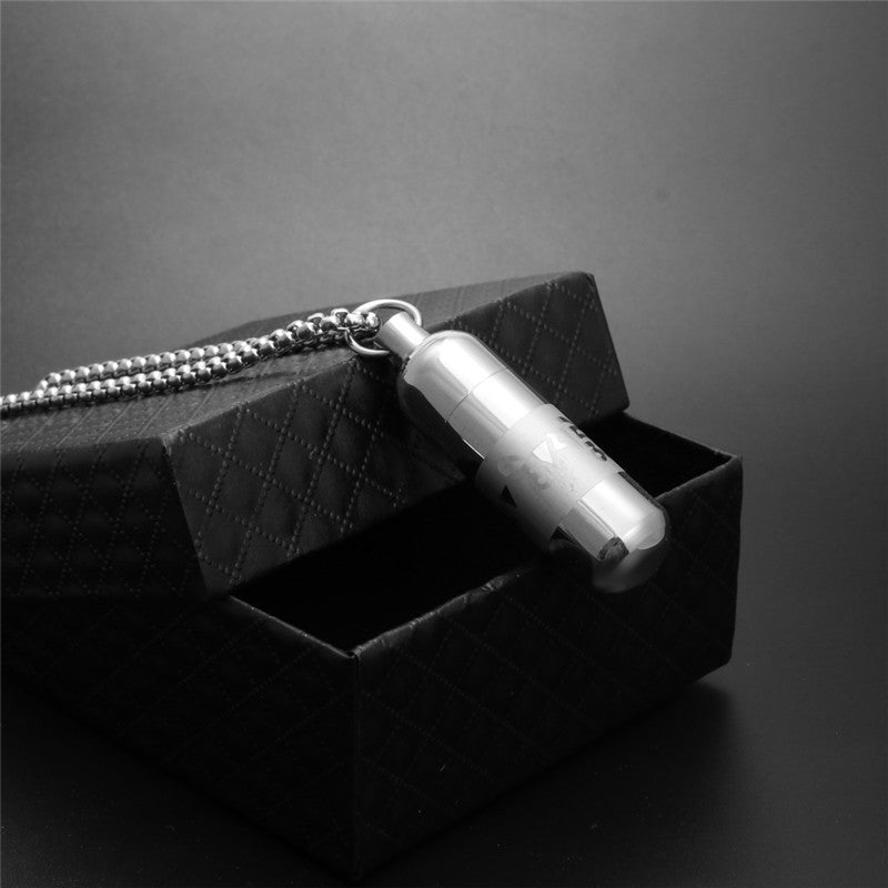 Trendy Openable Titanium Steel Perfume Bottle Pendant Necklace for Men and Women