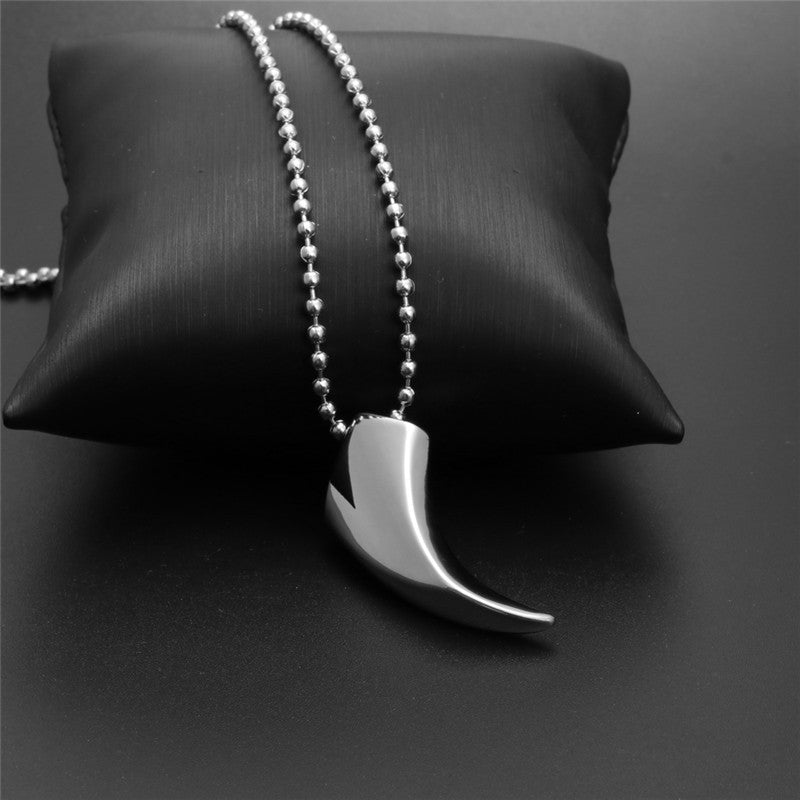Titanium Steel Wolf Fang Pendant Necklace for Men - Trendy Punk Jewelry Holiday Gift