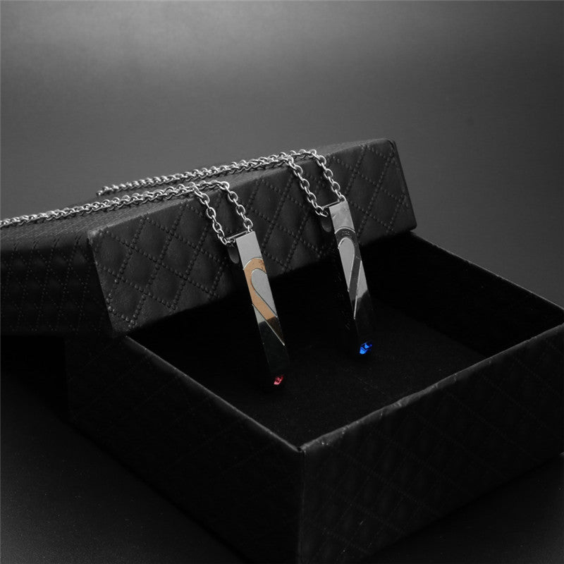 Titanium Steel Couples Pendant Necklace - European & American Love Jewelry for Him & Her