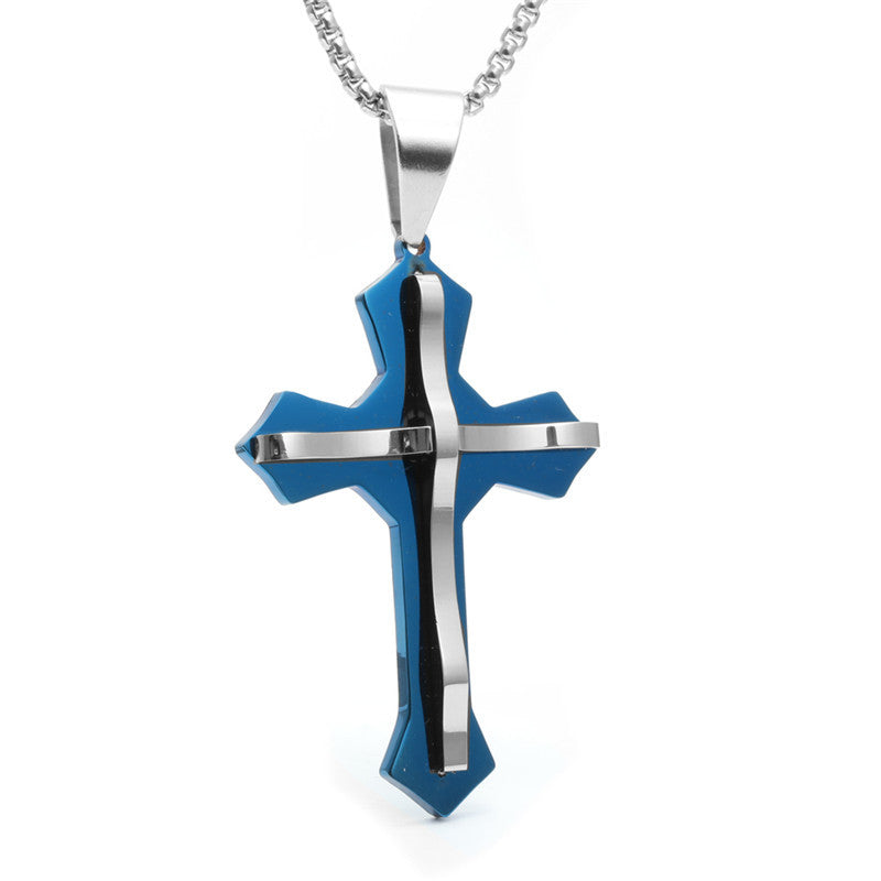 Trendy Titanium Steel Cross Pendant Necklace for Men - Stylish Holiday Gift from Planderful's Everyday Genie Collection