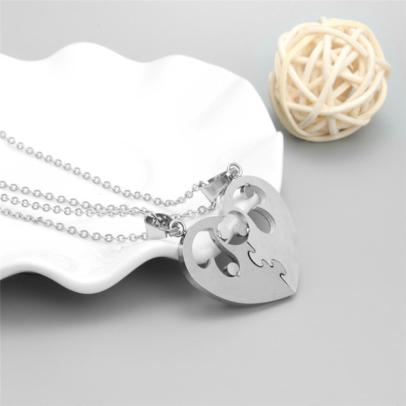 Titanium Steel Heart Pendant Necklace for Couples - Trendy Gift for Men and Women