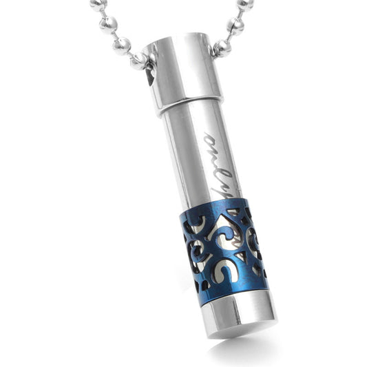 Titanium Steel Perfume Bottle Double Pendant Necklace - Stylish Openable Design for Men and Women