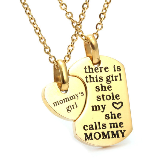 Trendy Titanium Heart-Shaped Couple Pendant Necklace for Men and Women - Stylish Stainless Steel Gift by Planderful