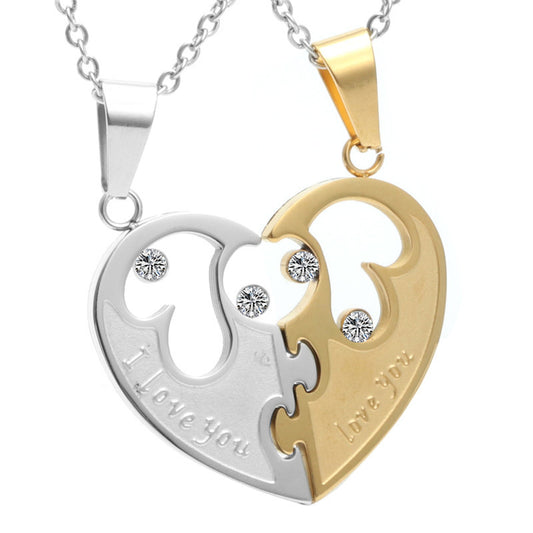 Titanium Steel Heart Pendant Necklace for Couples - Trendy Gift for Men and Women