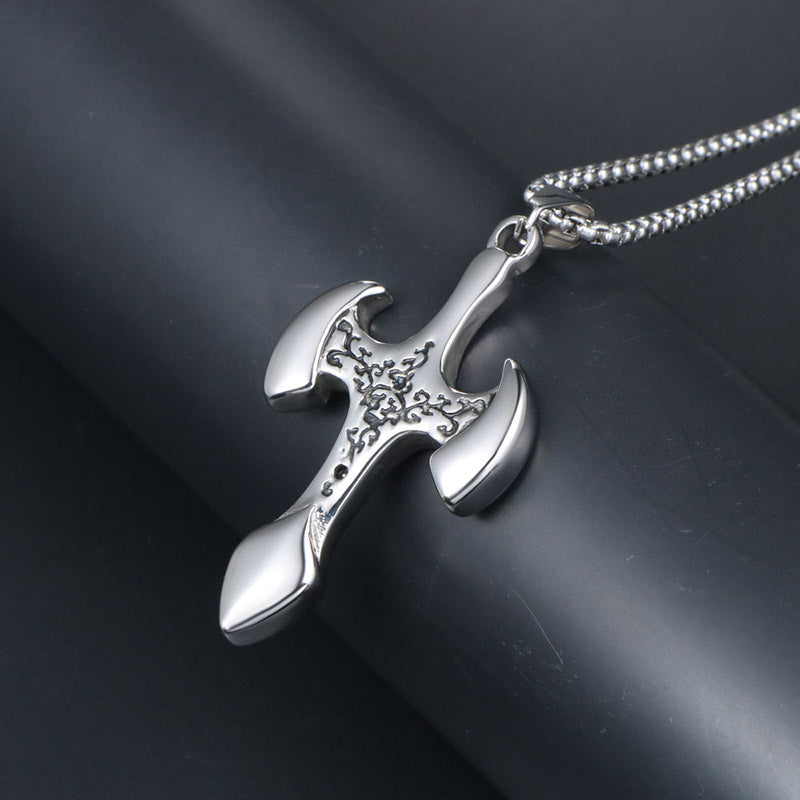 Titanium Steel Cross Pendant Necklace for Men - Hip-Hop Trendy Personalized Design
