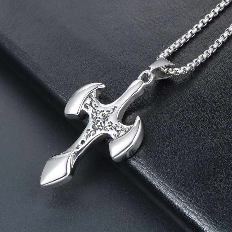 Titanium Steel Cross Pendant Necklace for Men - Hip-Hop Trendy Personalized Design