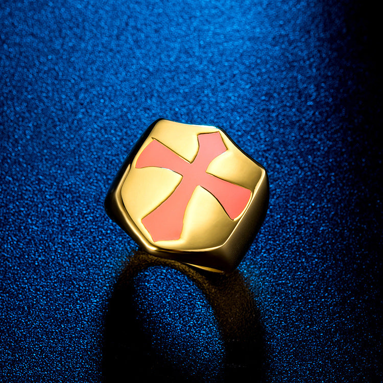 E-commerce Amazon Source Cross Corps Plated 18K Gold Men's Ring