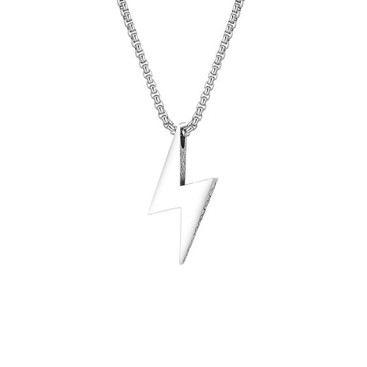 Steel Necklace – Minimalist Lightning Pendant