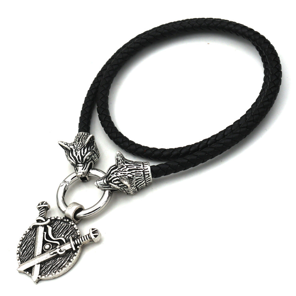Norse Legacy Double Sword Shield Necklace - Men's Pendant Jewelry Wholesale