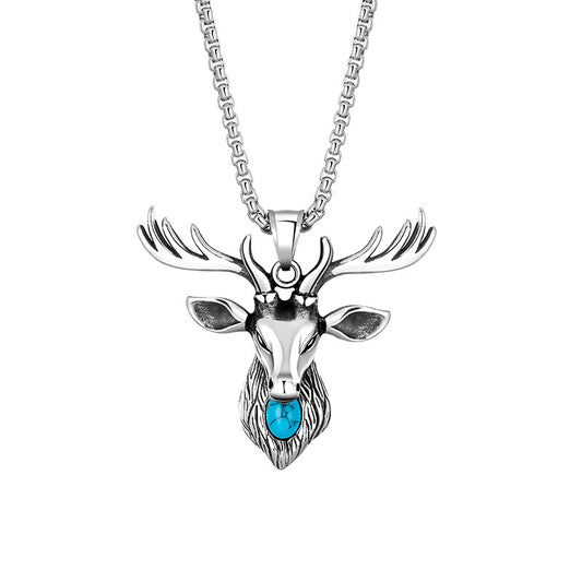 Steel Necklace – Vintage Hip Hop Elk Pendant for Men with Bold Urban Style by Planderful