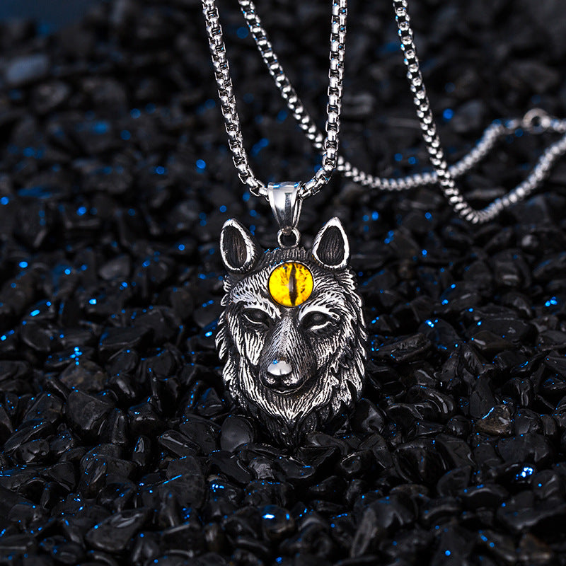 Steel Necklace – Vintage Totem Wolf Tiger Head Pendant Necklace For Everyday Style