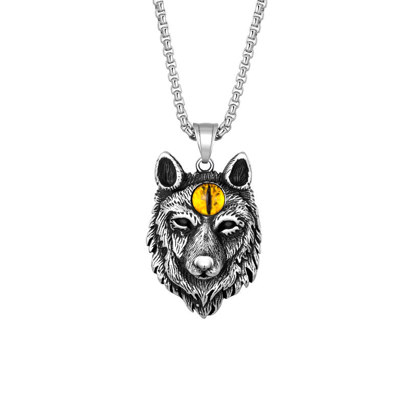 Steel Necklace – Vintage Totem Wolf Tiger Head Pendant Necklace For Everyday Style