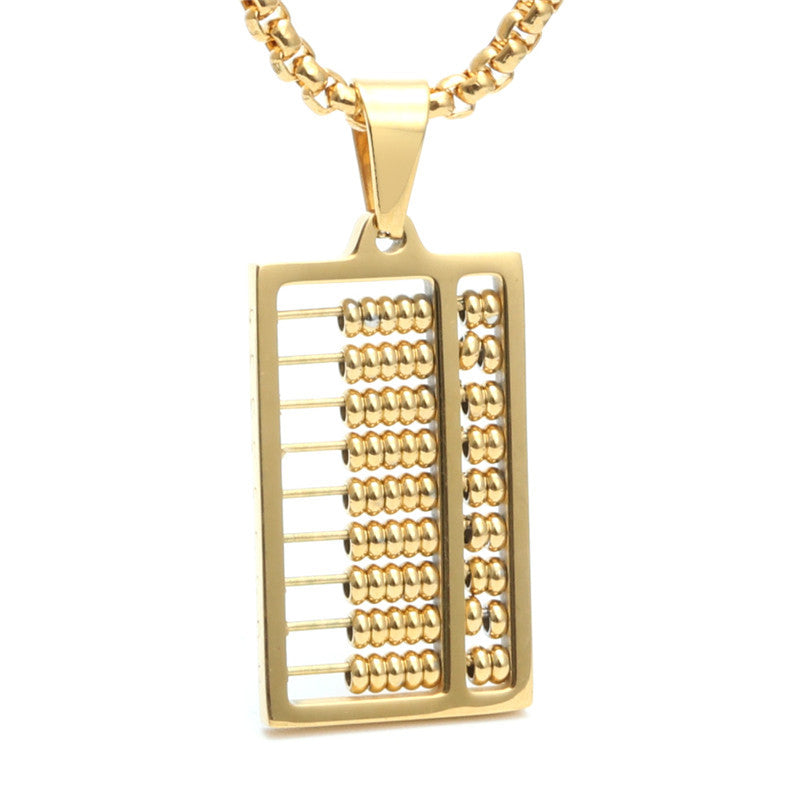 Trendy Titanium Steel Rectangular Abacus Pendant Necklace for Men - Stylish Gift from Planderful's Everyday Genie Collection