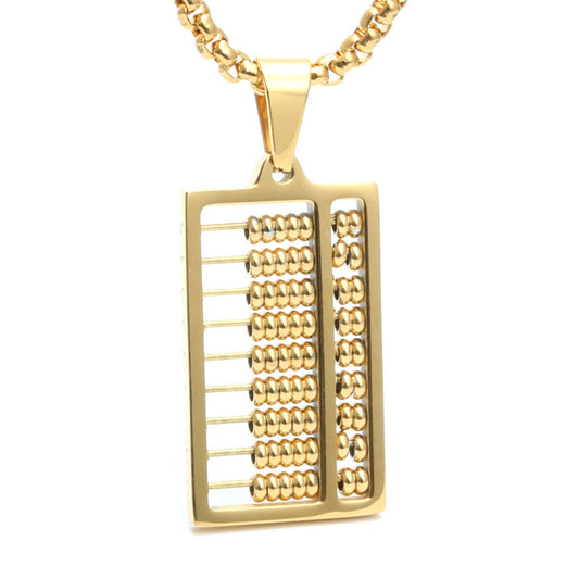 Trendy Titanium Steel Rectangular Abacus Pendant Necklace for Men - Stylish Gift from Planderful's Everyday Genie Collection