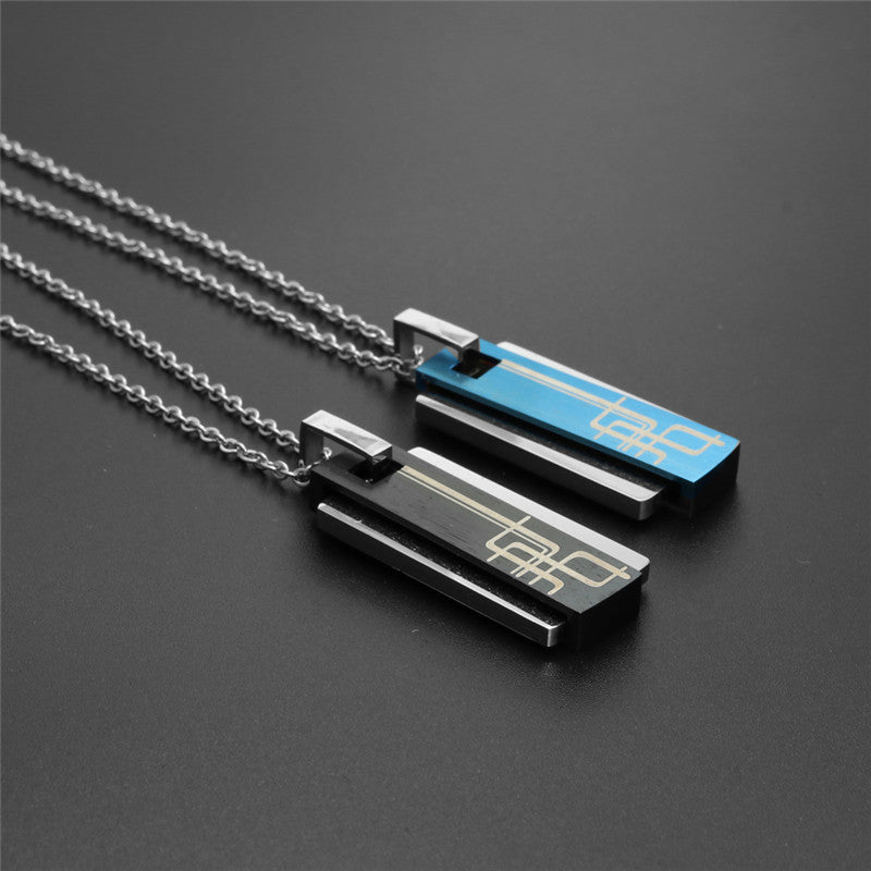 Trendy Multi-Layer Engraved Titanium Steel Pendant Necklace for Men and Women