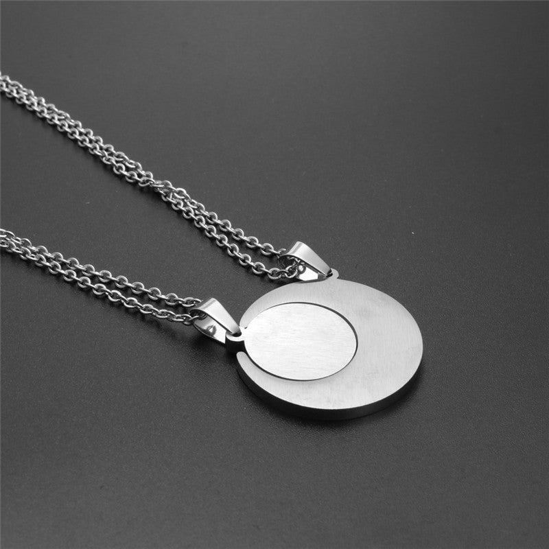 Titanium Steel Moon and Sun Couple Pendant Necklace for Men and Women - Trendy Fashion Accessory