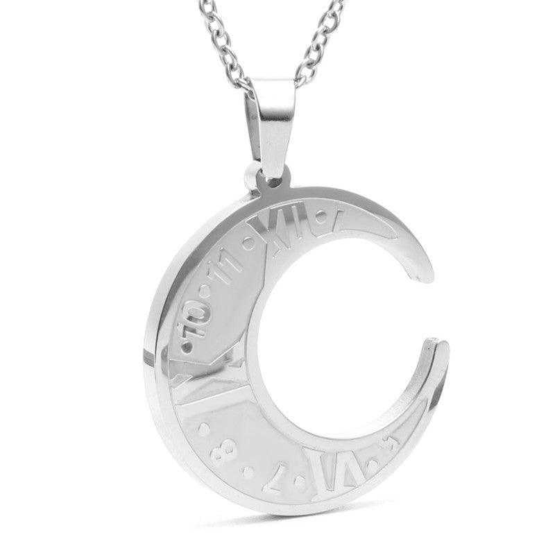 Titanium Steel Moon and Sun Couple Pendant Necklace for Men and Women - Trendy Fashion Accessory