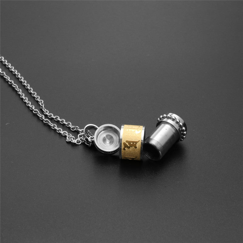 Trendy Titanium Steel Perfume Bottle Pendant Necklace for Men - Perfect Holiday Gift