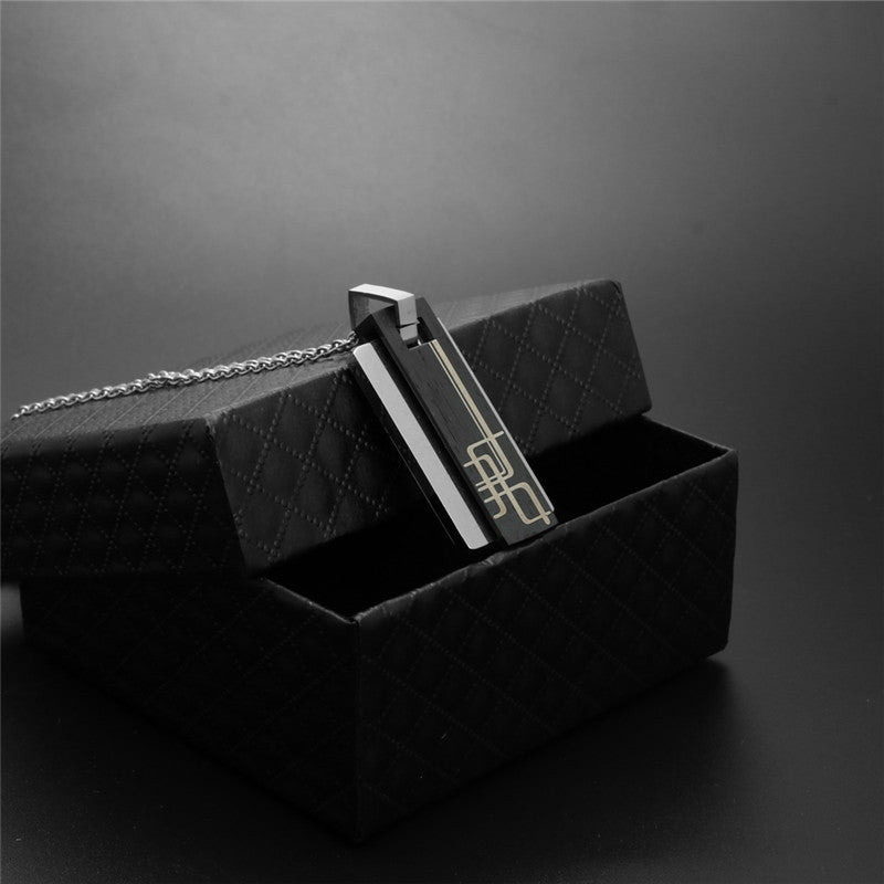 Trendy Multi-Layer Engraved Titanium Steel Pendant Necklace for Men and Women