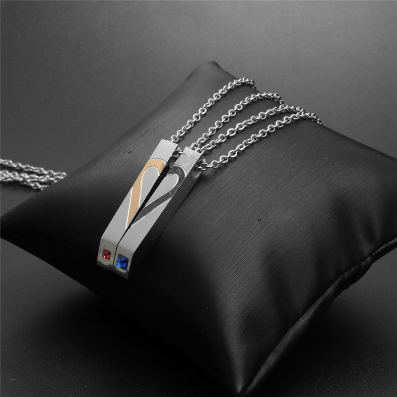 Titanium Steel Couples Pendant Necklace - European & American Love Jewelry for Him & Her
