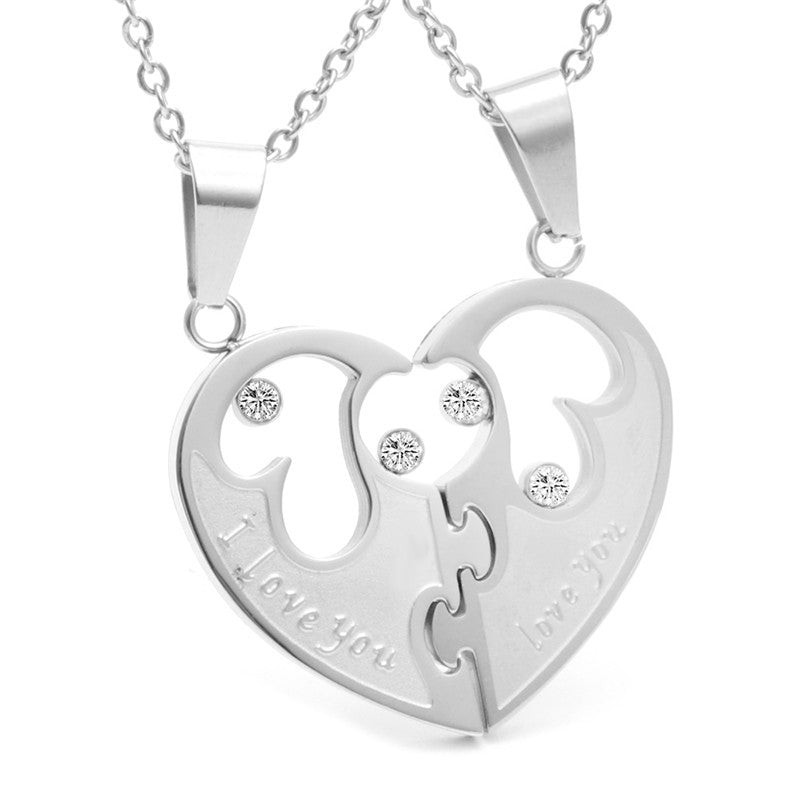 Titanium Steel Heart Pendant Necklace for Couples - Trendy Gift for Men and Women