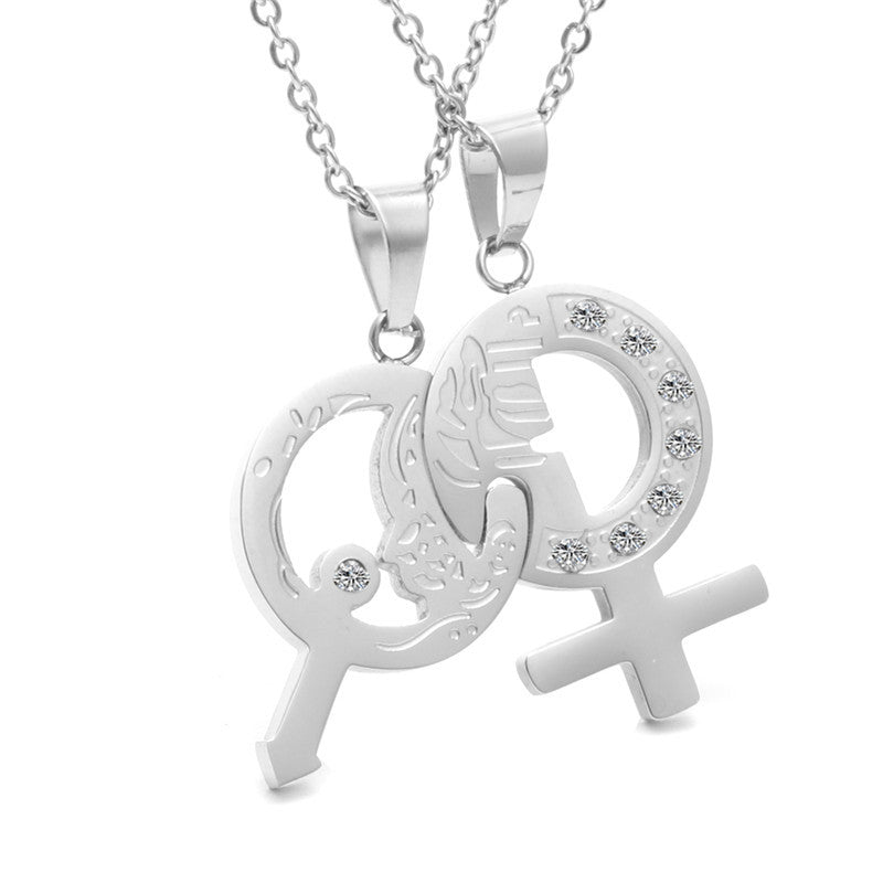 Trendy Titanium Steel Couple Pendant Necklace for Men and Women - Perfect Gift for Couples