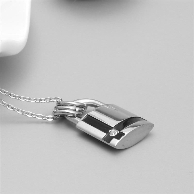 Trendy Titanium Lock Pendant Necklace for Men - European and American Jewelry Gift