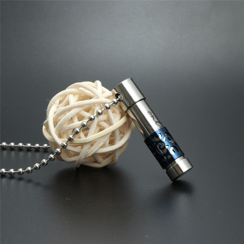 Titanium Steel Perfume Bottle Double Pendant Necklace - Stylish Openable Design for Men and Women